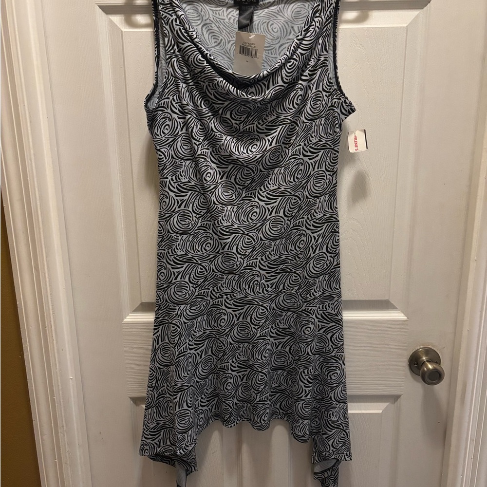 BCBG Black and White Asymmetrical Dress